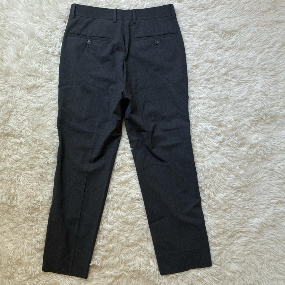 Y2K Prep Black wool dress pants with thin vertical pinstripes, size 30S - Picture 2 of 6